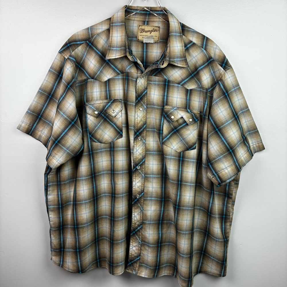 Wrangler Vintage Snap Front Plaid Short Sleeve Western Shirt